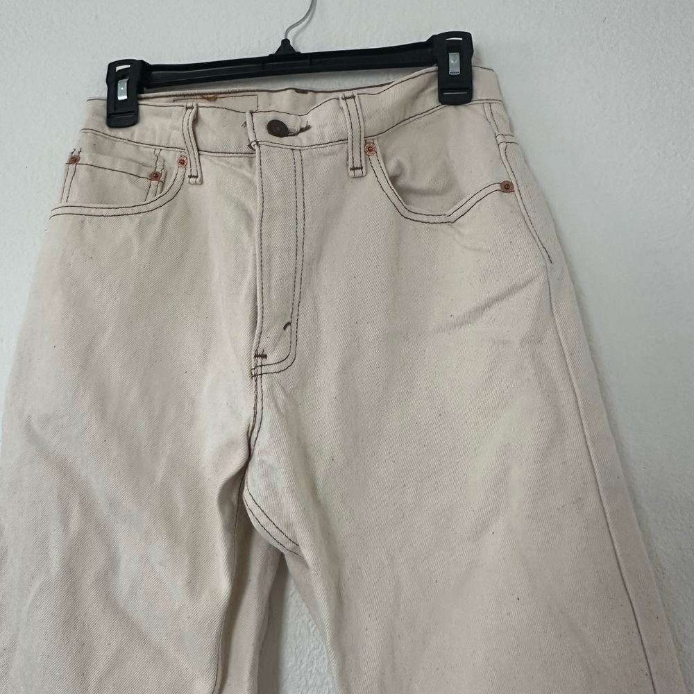 Levi’s Cream white denim jeans raw hem 550 relaxed fit vintage - Picture 2 of 8
